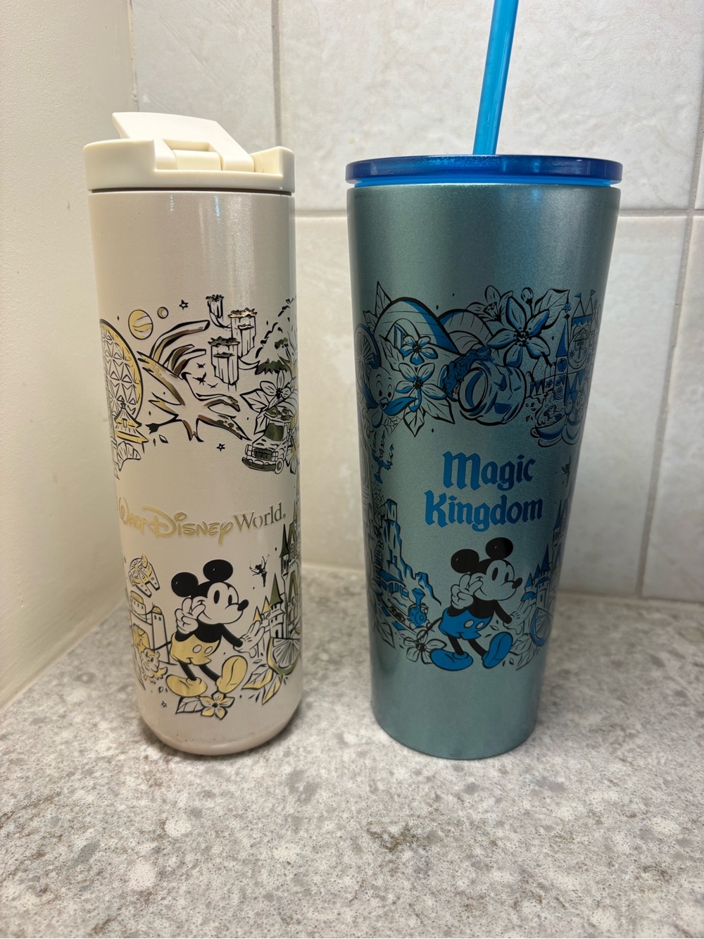 Starbucks Metallic Blue Mickey Travel Tumbler with Straw